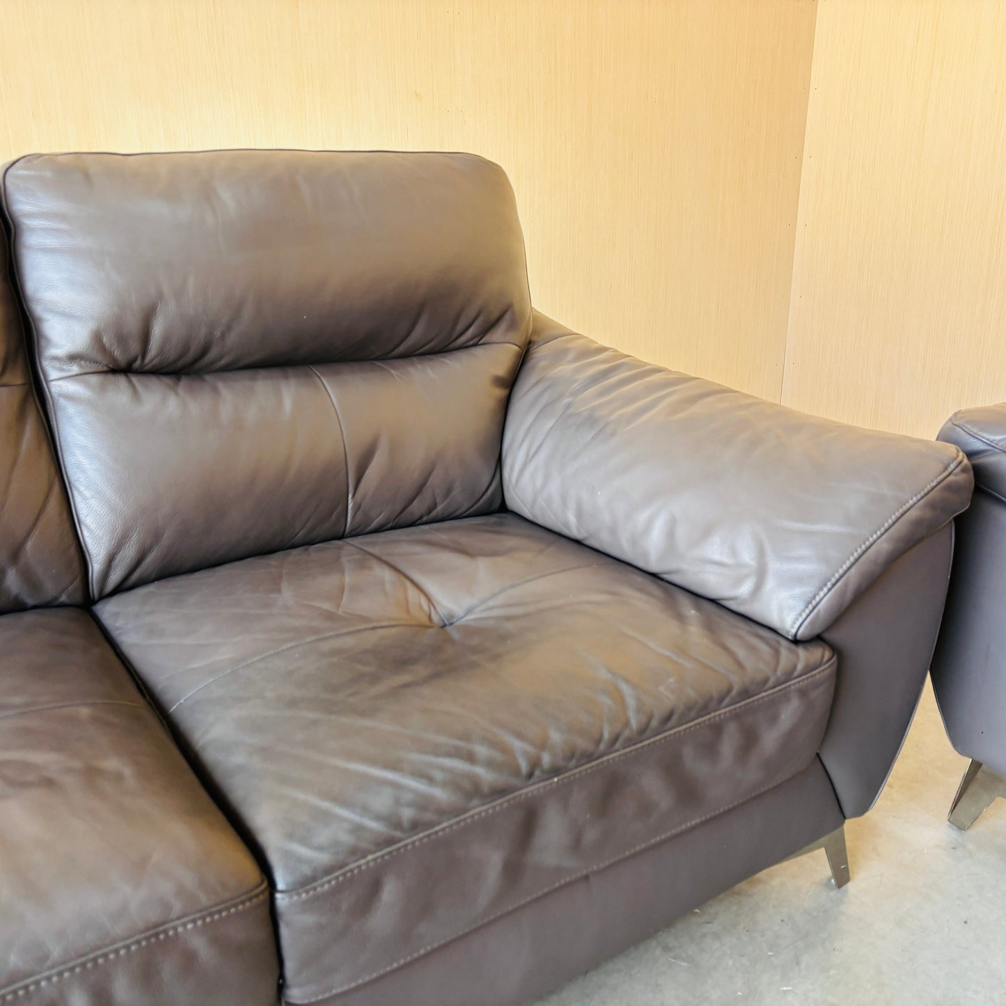Real Leather Couch, Loveseat, and Chair