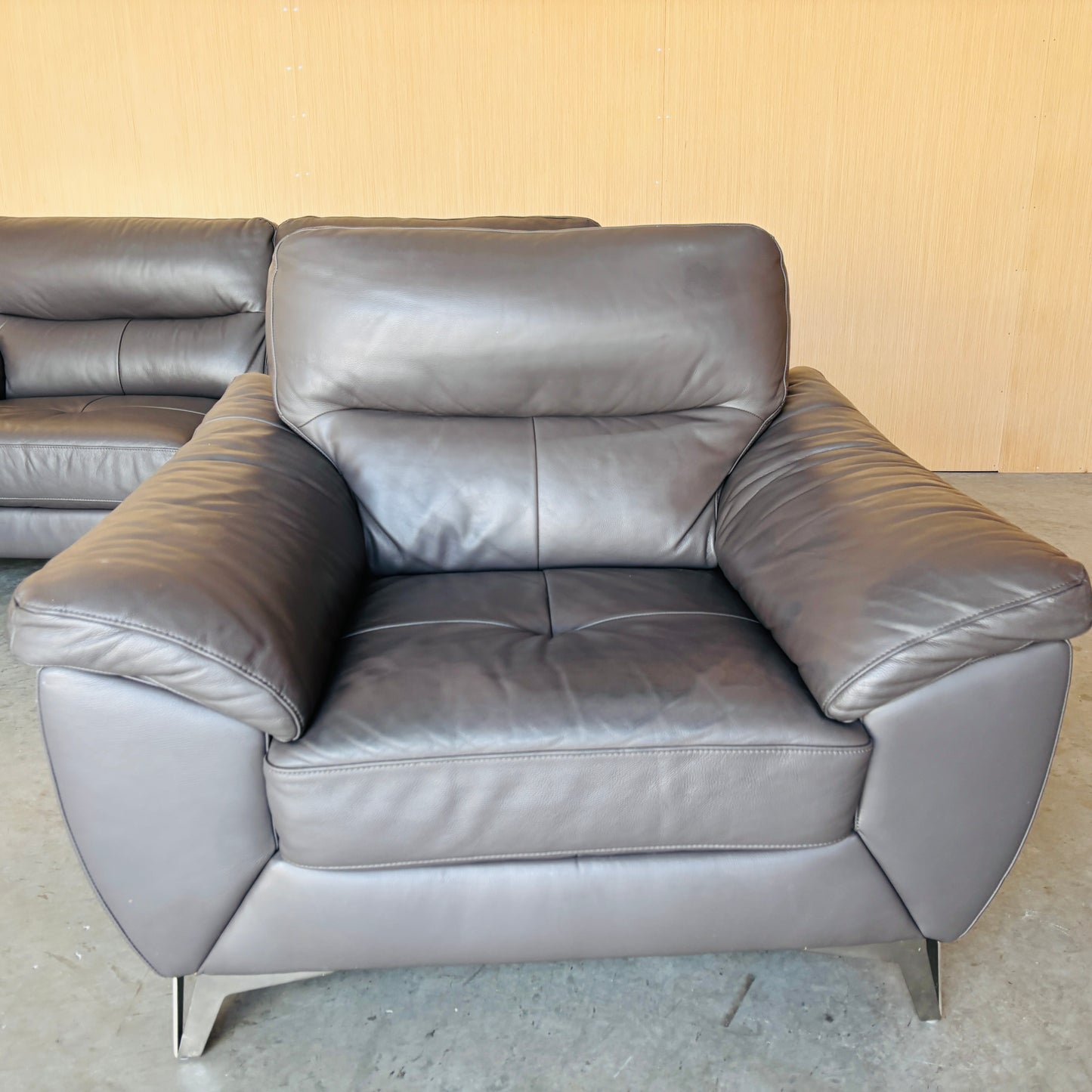 Real Leather Couch, Loveseat, and Chair