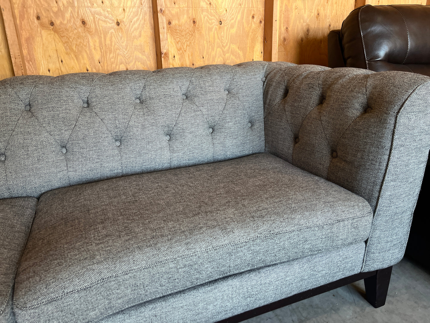 Grey MCM Chesterfield Fabric Sofa Couch