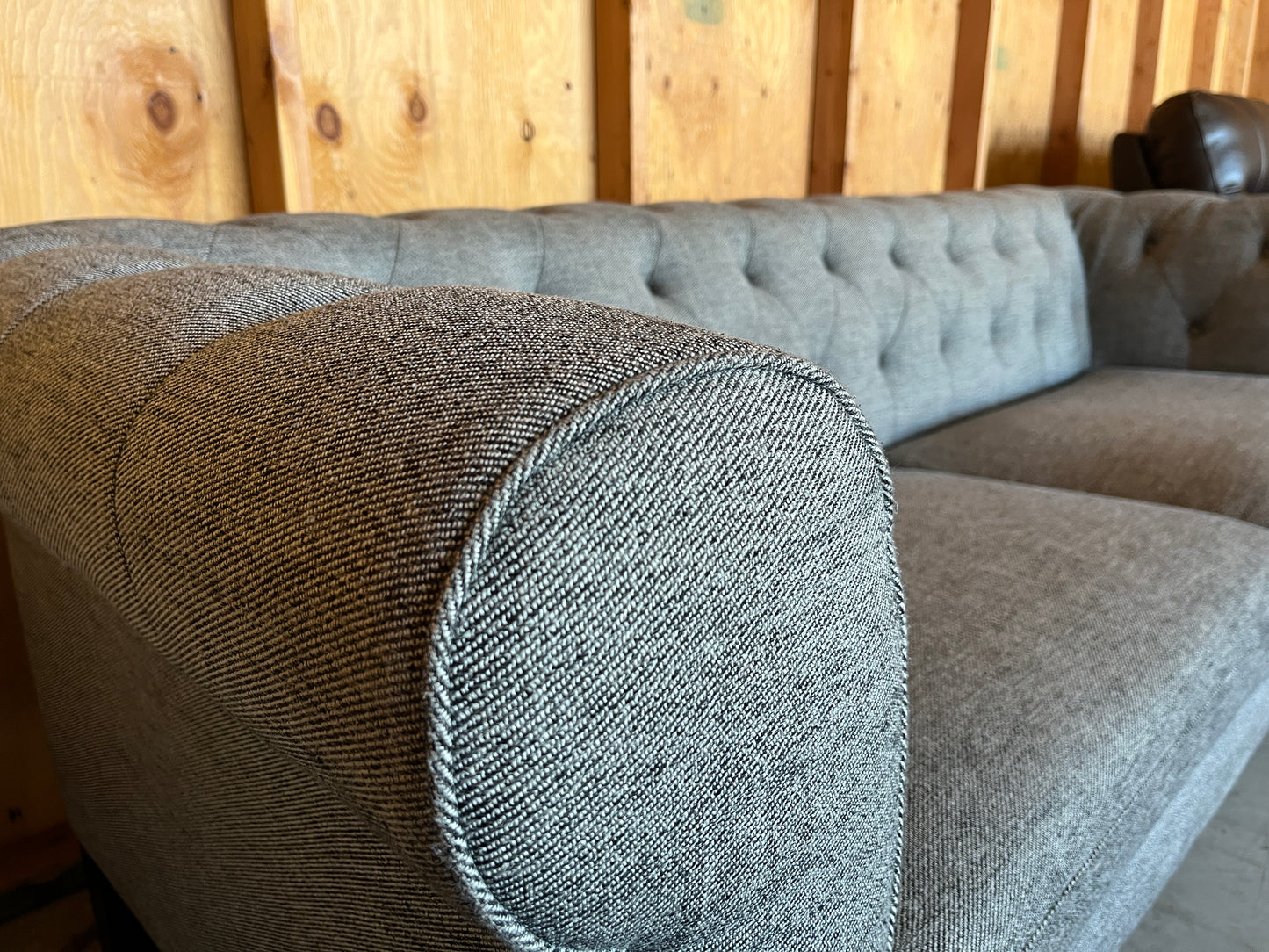 Grey MCM Chesterfield Fabric Sofa Couch