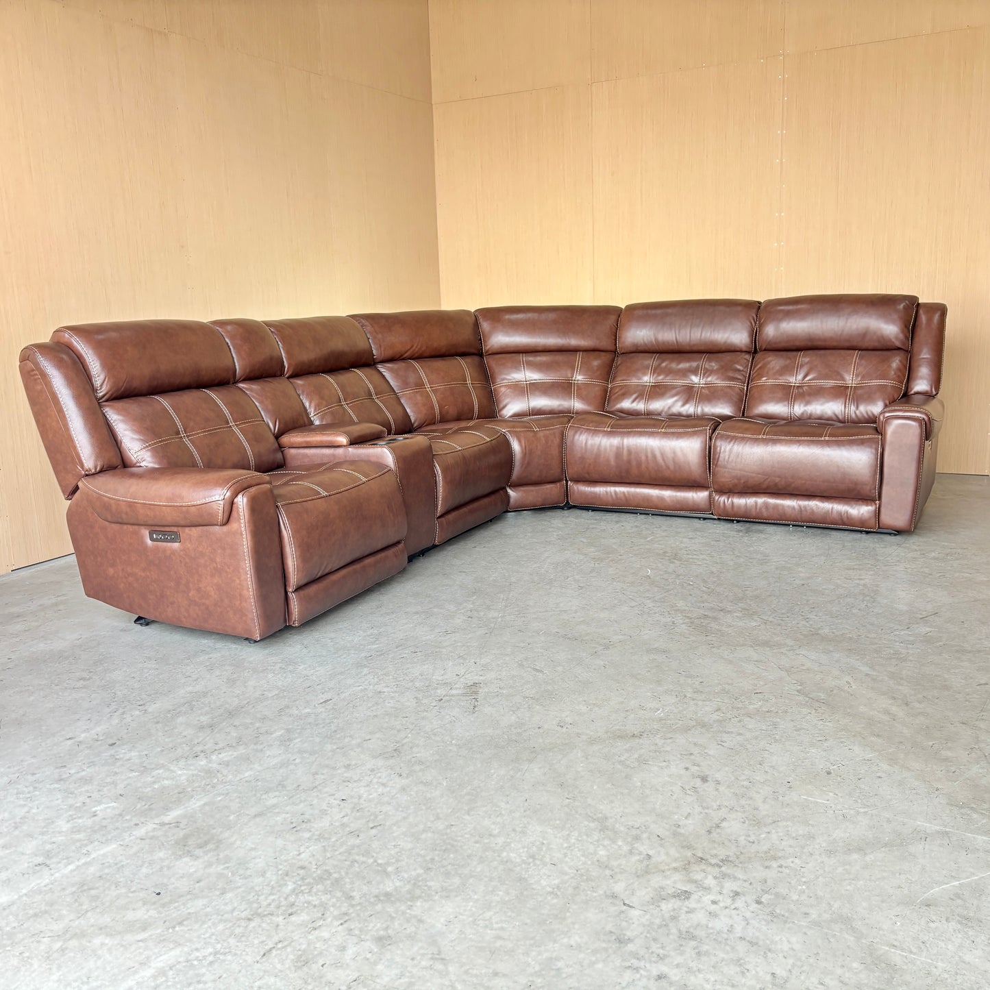 Real Leather Power Reclining Modular Sectional Couch