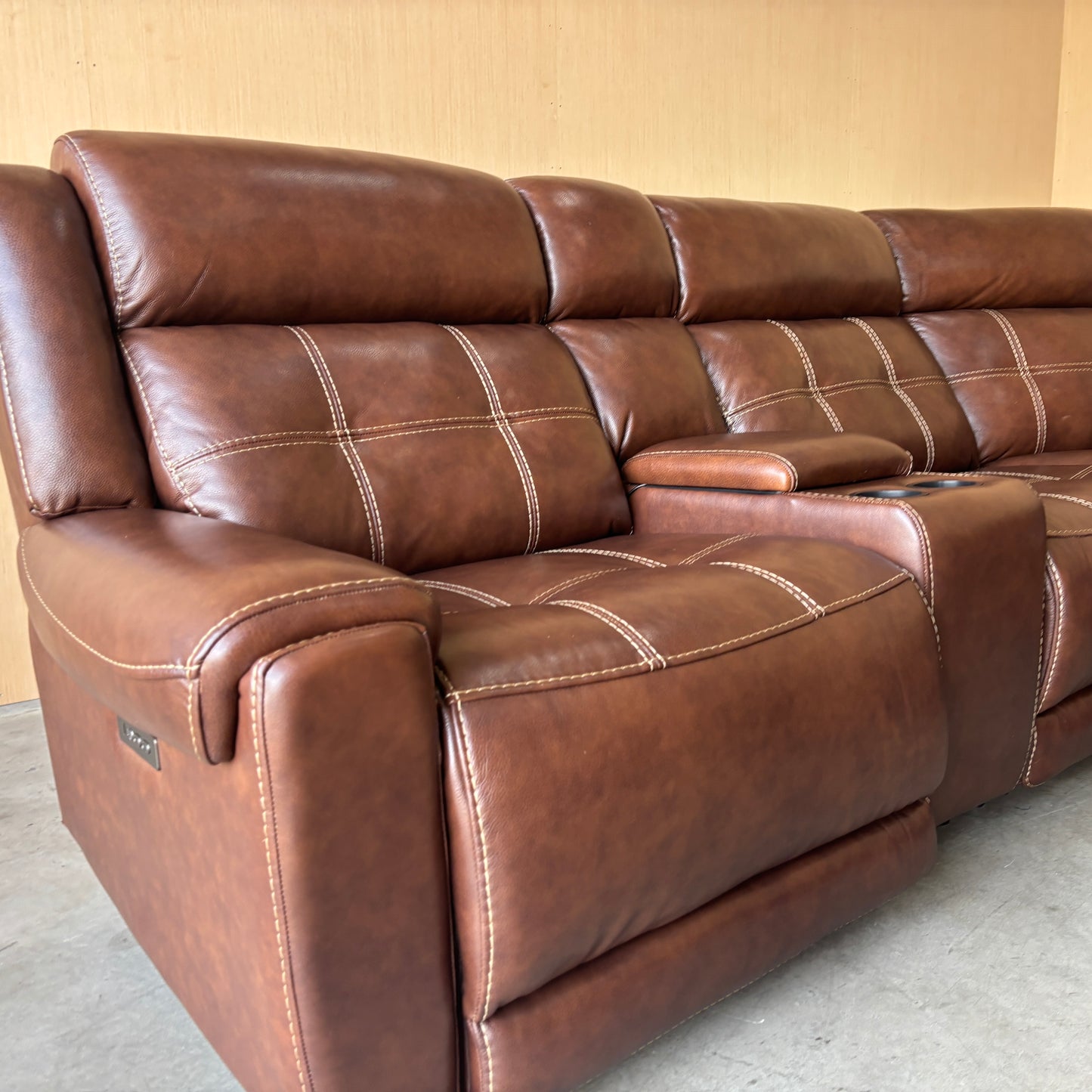Real Leather Power Reclining Modular Sectional Couch