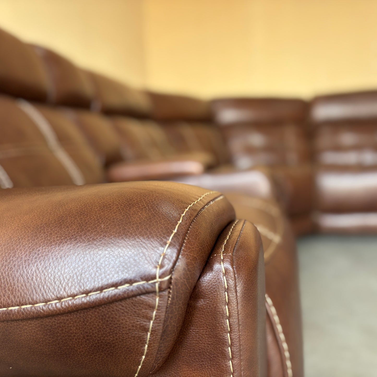 Real Leather Power Reclining Modular Sectional Couch