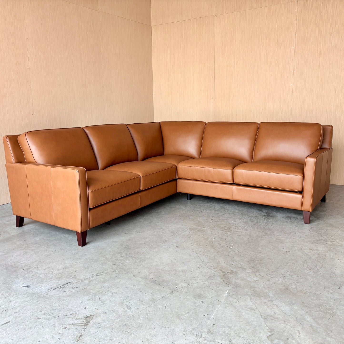 Camel Leather Sectional Couch