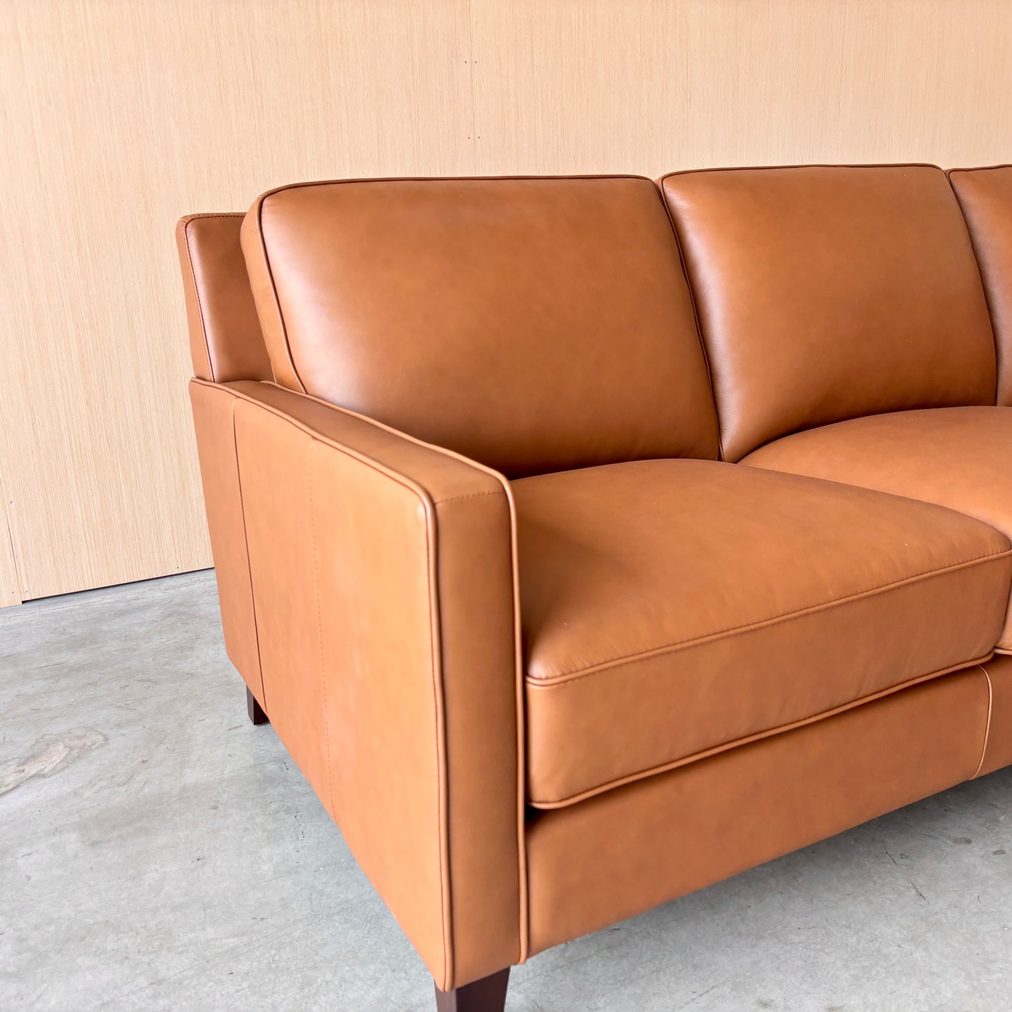 Camel Leather Sectional Couch