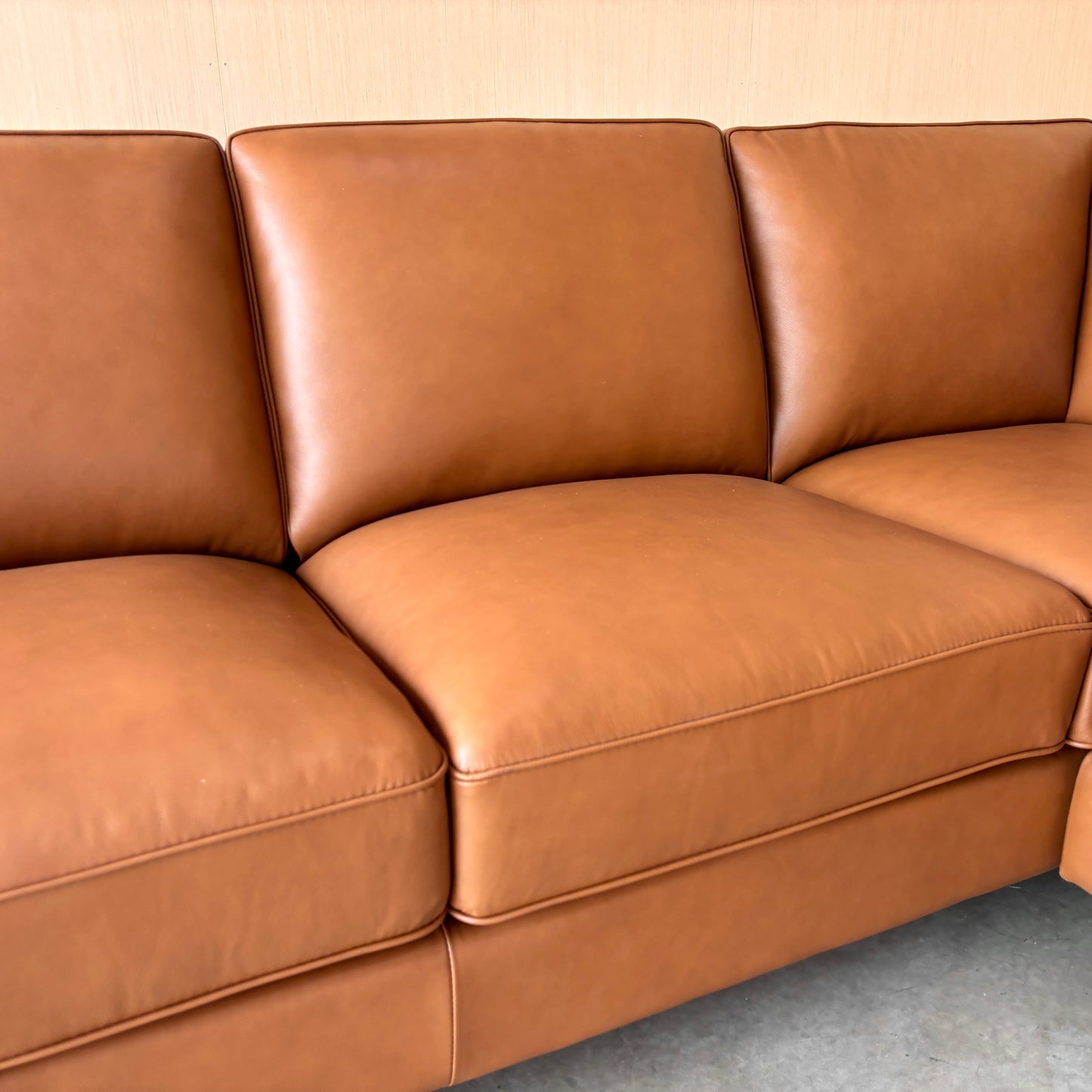 Camel Leather Sectional Couch