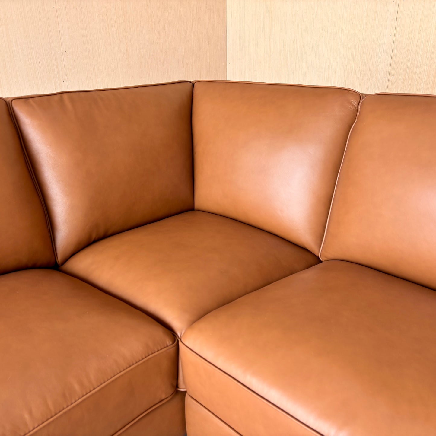 Camel Leather Sectional Couch