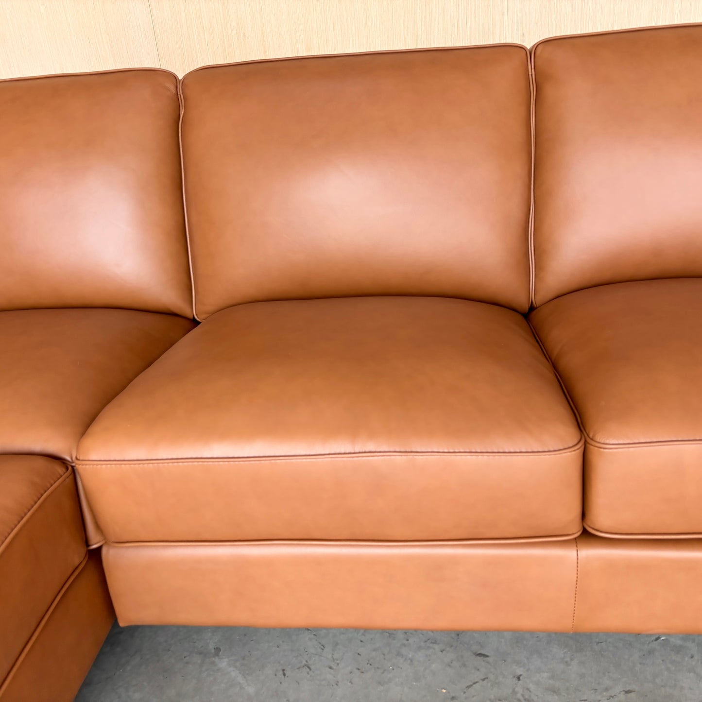 Camel Leather Sectional Couch