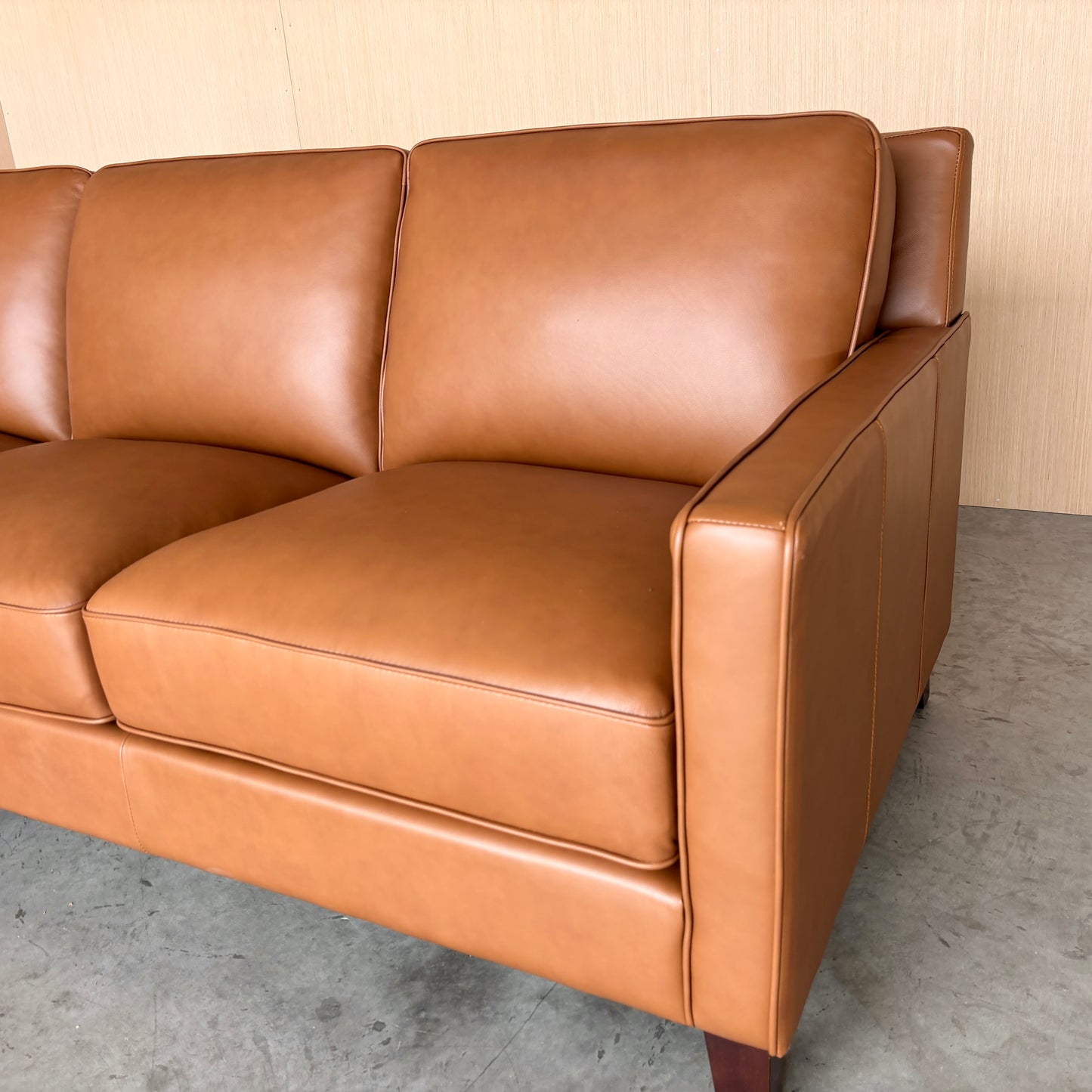 Camel Leather Sectional Couch