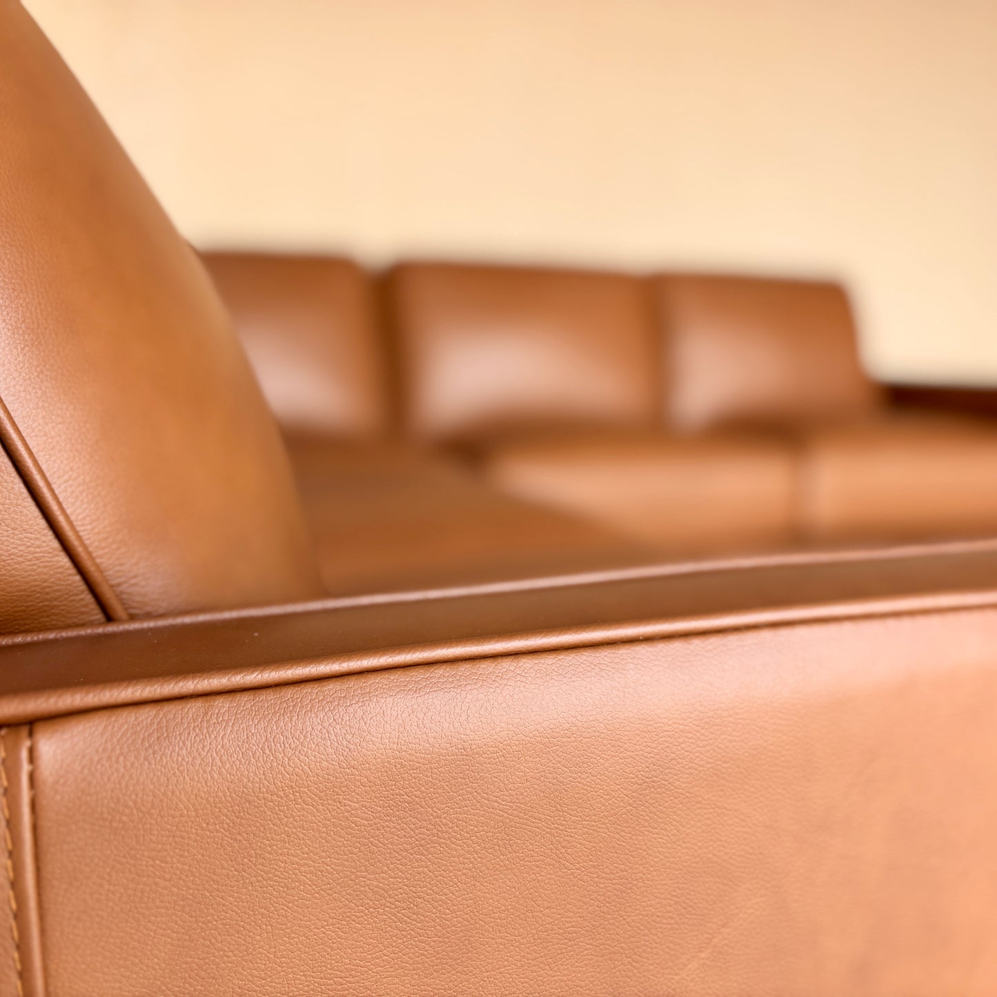 Camel Leather Sectional Couch
