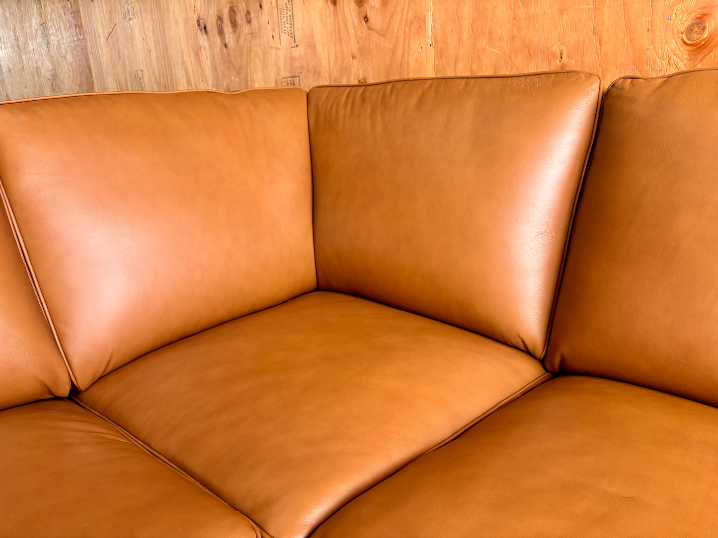 Camel Leather Sectional Couch