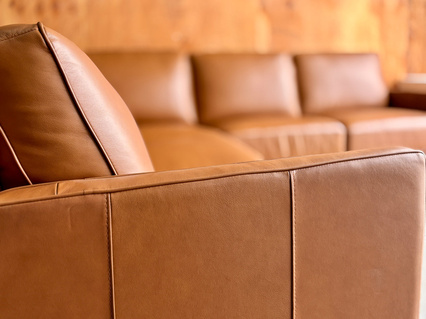 Camel Leather Sectional Couch