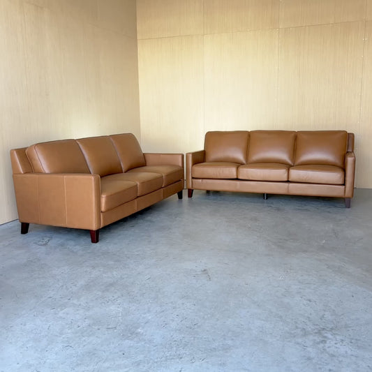 Camel Leather Couch Set