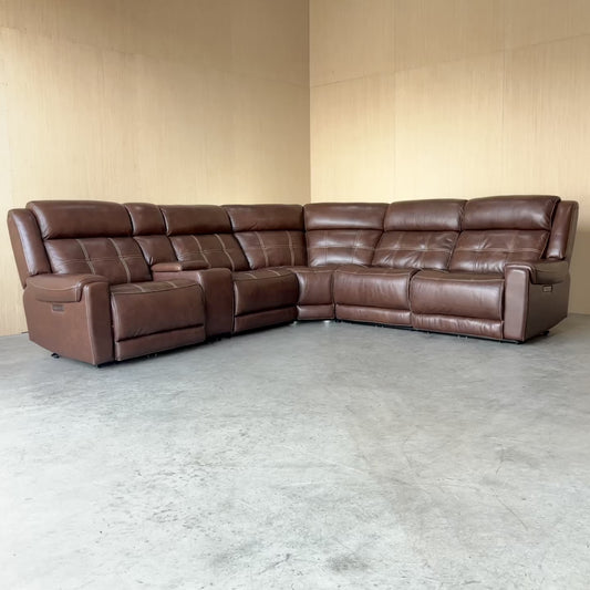 Real Leather Power Reclining Modular Sectional Couch