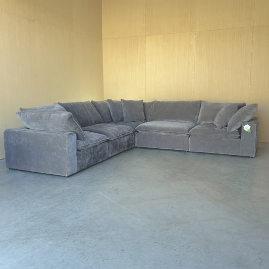 Grey Sereen Cloud 6-piece Fabric Modular Sectional Couch
