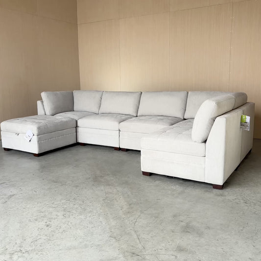 Thomasville Modular Sectional Couch Beige with Storage Ottoman