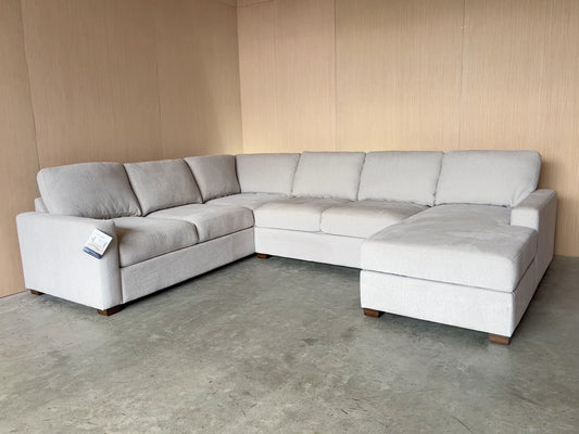 Gorgeous Beige Fabric Sectional Couch with Storage Chaise - New w/Tags!