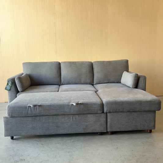 Fabric Sleeper Sofa Couch Reversible with Storage Chaise - Like New!!