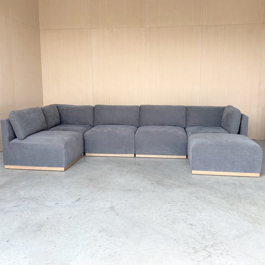 Grey Fabric Modular Sectional with Ottoman