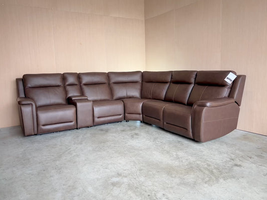 Flexsteel Italian Leather Zero Gravity Reclining Sectional with Power Headrests and Power Lumbar